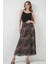 Kadın BDART Astarlı Desenli Maxi Etek Natural 2