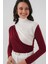 Kadın BDART Fırfırlı Renk Bloklu Yüksek Yaka Bluz Bordo Kırmızı 3