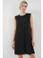 Kadın BDART Bol Kesim Midi Elbise, Düz Yakalı Siyah 1