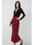 Kadın BDART Kaplamalı Fitted Midi Jersey Etek Bordo Kırmızı 4