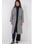 Kadın BDART Oversize Çift Düğmeli Herringbone Palto Lacivert 3