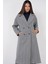 Kadın BDART Oversize Çift Düğmeli Herringbone Palto Lacivert 4