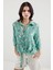 Kadın BDART Fiyonk Detaylı Desenli Viskon Gömlek Zümrüt Yeşili 2