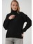 Kadın BDART Oversized Ribanalı Yüksek Yaka Kazak Black 1