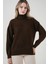 Kadın BDART Oversized Ribanalı Yüksek Yaka Kazak Brown 3