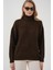Kadın BDART Oversized Ribanalı Yüksek Yaka Kazak Brown 4