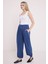 Kadın BDART Geniş Paça Pileli İpli Pantolon Gece Mavisi 1