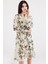 Kadın BDART Çiçek Desenli Midi Elbise ile Çekmeli Fildişi Doğal 4