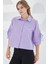 Kadın BDART Fiyonk Detaylı Kısa Gömlek Lila Mor 3