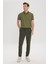 Erkek Haki Slim Fit Rahat Kesim Beli Bağlamalı Yan Cepli Jogger Pantolon 3