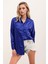 Kadın BDART Düğmeli Oversize Saten Gömlek Blue 1