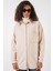 Kadın BDART Düğmeli Cepli Dokulu Örme Gömlek Krem Doğal 3