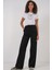 Kadın BDART Kemerli Geniş Paça Pamuk Pantolon Siyah 1