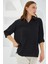 Kadın BDART Polo Yaka Bol Kesim Üç Çeyrek Kol Bluz Black 2