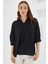 Kadın BDART Polo Yaka Bol Kesim Üç Çeyrek Kol Bluz Black 4