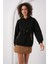 Kadın BDART Ponponlu Kapüşonlu Oversized Sweatshirt Black 1