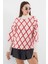 Kadın BDART Geometrik Desenli Oversize Yaka Kazağı Red 1