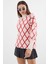 Kadın BDART Geometrik Desenli Oversize Yaka Kazağı Red 3