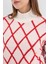 Kadın BDART Geometrik Desenli Oversize Yaka Kazağı Red 5