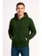 Erkek Üç Iplik Kapüşonlu Tam Fermuarlı Kanguru Çepli Sweatshirt Hoodie - Haki 3