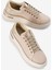 Kadın Bej Kalın Poli Taban Altın Detaylı Bağcıklı Spor Ayakkabı 3
