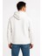 Erkek Üç Iplik Kapüşonlu Tam Fermuarlı Kanguru Çepli Sweatshirt Hoodie - Beyaz 2