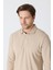 Erkek Uzun Kollu Polo Yaka Comfort Sweatshirt - Bej 2