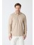 Erkek Uzun Kollu Polo Yaka Comfort Sweatshirt - Bej 7