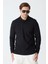 Erkek Uzun Kollu Polo Yaka Comfort Sweatshirt - Siyah 9