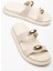 Kadın Bej Çift Bantlı Toka Detaylı Terlik 3