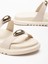 Kadın Bej Çift Bantlı Toka Detaylı Terlik 4