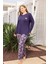Kadın Inci Büyük Beden Lavanta Moru Pijama Takımı 0499 1