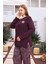 Kadın Inci Büyük Beden Vişneçürüğü Pijama Takımı 0497 2