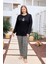 Kadın Inci Büyük Beden She Is Me Siyah Pijama Takımı 0492 1
