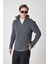 Erkek Dik Yaka Fermuarlı Triko Kazak - Antrtasit 1