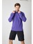 Erkek Uzun Kollu Polo Yaka Comfort Sweatshirt - Mor 1