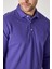 Erkek Uzun Kollu Polo Yaka Comfort Sweatshirt - Mor 2