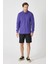 Erkek Uzun Kollu Polo Yaka Comfort Sweatshirt - Mor 3