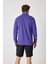 Erkek Uzun Kollu Polo Yaka Comfort Sweatshirt - Mor 4