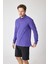 Erkek Uzun Kollu Polo Yaka Comfort Sweatshirt - Mor 5