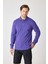Erkek Uzun Kollu Polo Yaka Comfort Sweatshirt - Mor 6