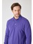 Erkek Uzun Kollu Polo Yaka Comfort Sweatshirt - Mor 9
