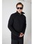 Erkek Dik Yaka Fermuarlı Triko Kazak - Siyah 6