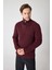 Erkek Dik Yaka Fermuarlı Triko Kazak - Bordo 1