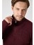 Erkek Dik Yaka Fermuarlı Triko Kazak - Bordo 2