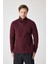 Erkek Dik Yaka Fermuarlı Triko Kazak - Bordo 9