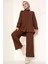 Kadın BDART Oversized Dokulu İki Parça Takım Gömlek Yaka Deve Kahvesi 9
