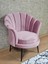 Tekli Istiridye Siyah Boyalı Sivriltme Ayak Çay Seti Koltuk Tekli Berjer , Balkon, Salon, Ofis Pembe Renk 47 x 47 Boyut/ebat 1
