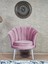 Tekli Istiridye Beyaz Boyalı Sivriltme Ayak Çay Seti Koltuk Tekli Berjer , Balkon, Salon, Ofis Pembe Renk 47 x 47 Boyut/ebat 3