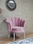 Tekli Istiridye Beyaz Boyalı Sivriltme Ayak Çay Seti Koltuk Tekli Berjer , Balkon, Salon, Ofis Pembe Renk 47 x 47 Boyut/ebat 4